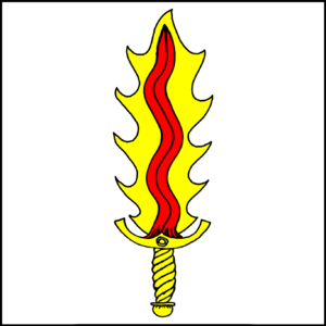 Image of the heraldry for the Baronial award, The Order of the Flamberge